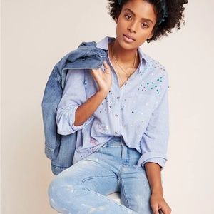 Cate Sequined Classic Button down x Pilcro for Anthropologie - New with Tags NWT